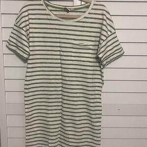 Green and White Striped T-Shirt Dress
